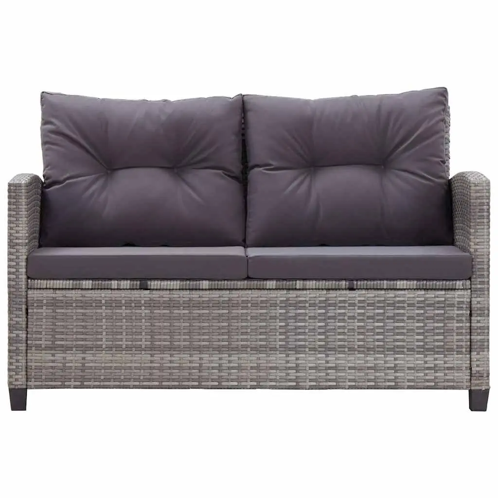 Outdoor Dining Set 3 Piece Patio Furniture Poly Rattan Steel Frame Grey