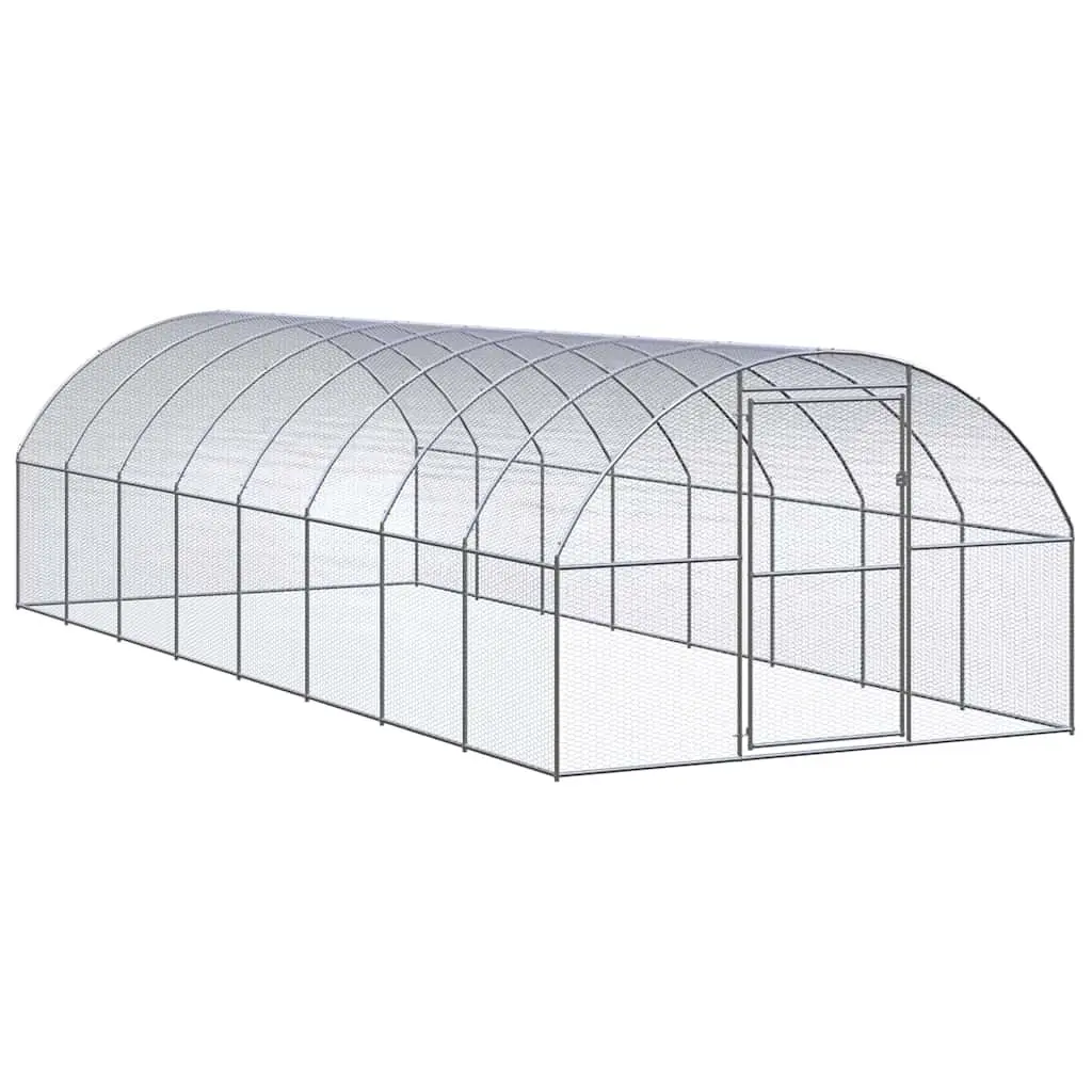 Outdoor Chicken Coop 3x8x2m Galvanised Steel Poultry Enclosure Run Pen Ducks