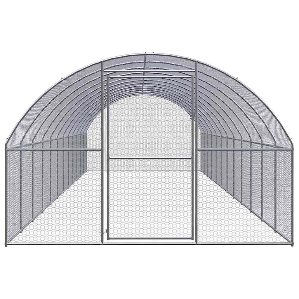 Chicken Coop Outdoor Galvanised Steel Enclosure 3x12x2m Silver
