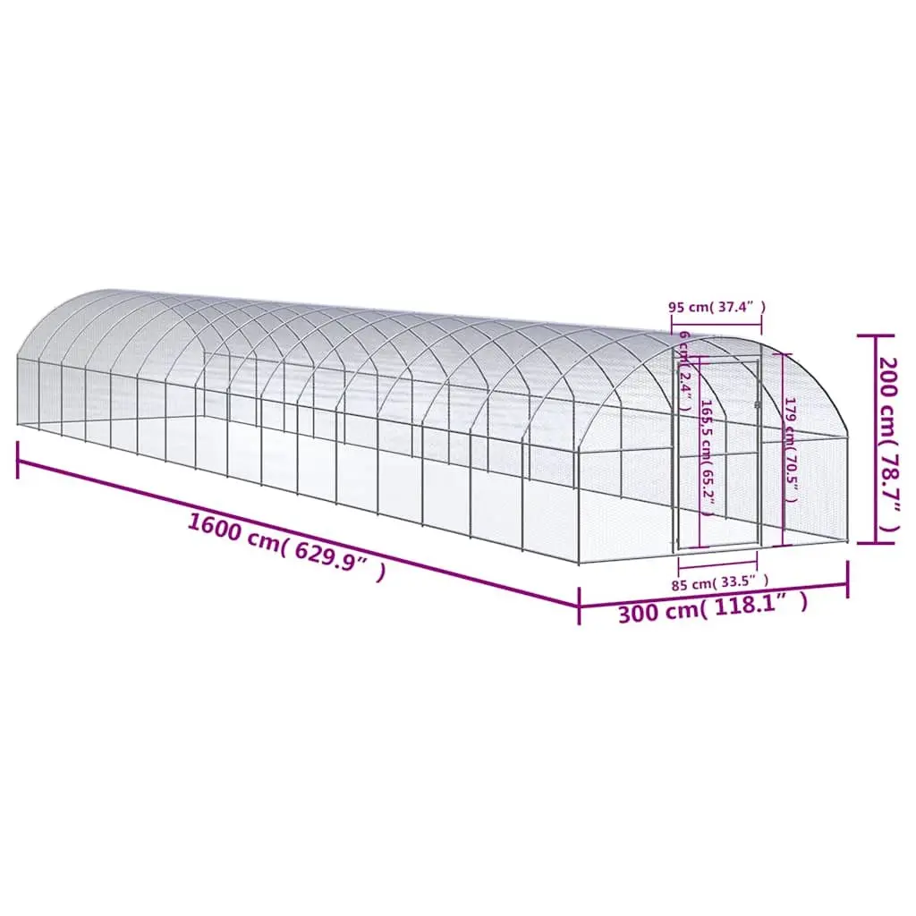 Outdoor Chicken Coop 3x16x2m