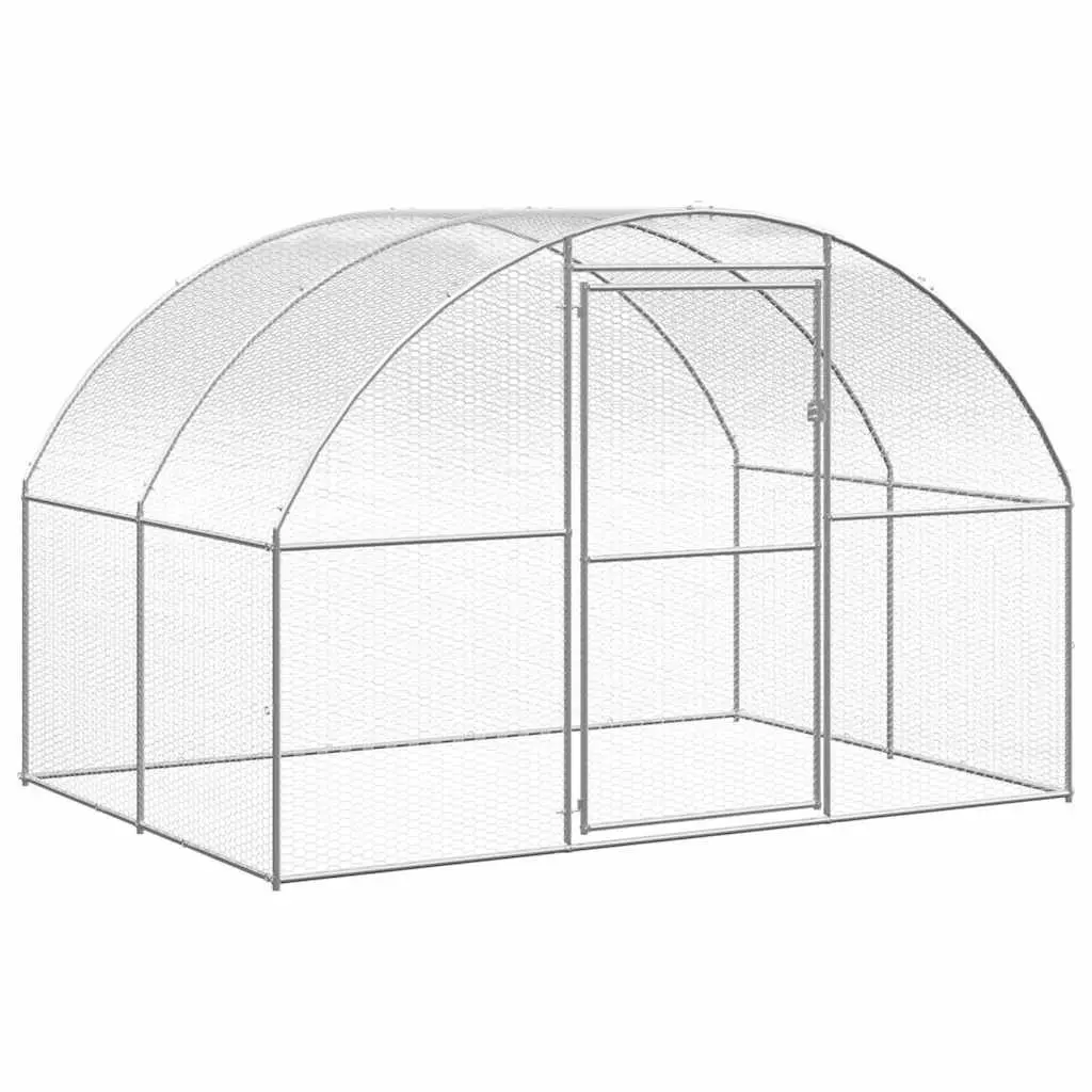 Galvanised Steel Enclosure for Poultry Outdoor Chicken Coop 3m x 8m x 2m Silver