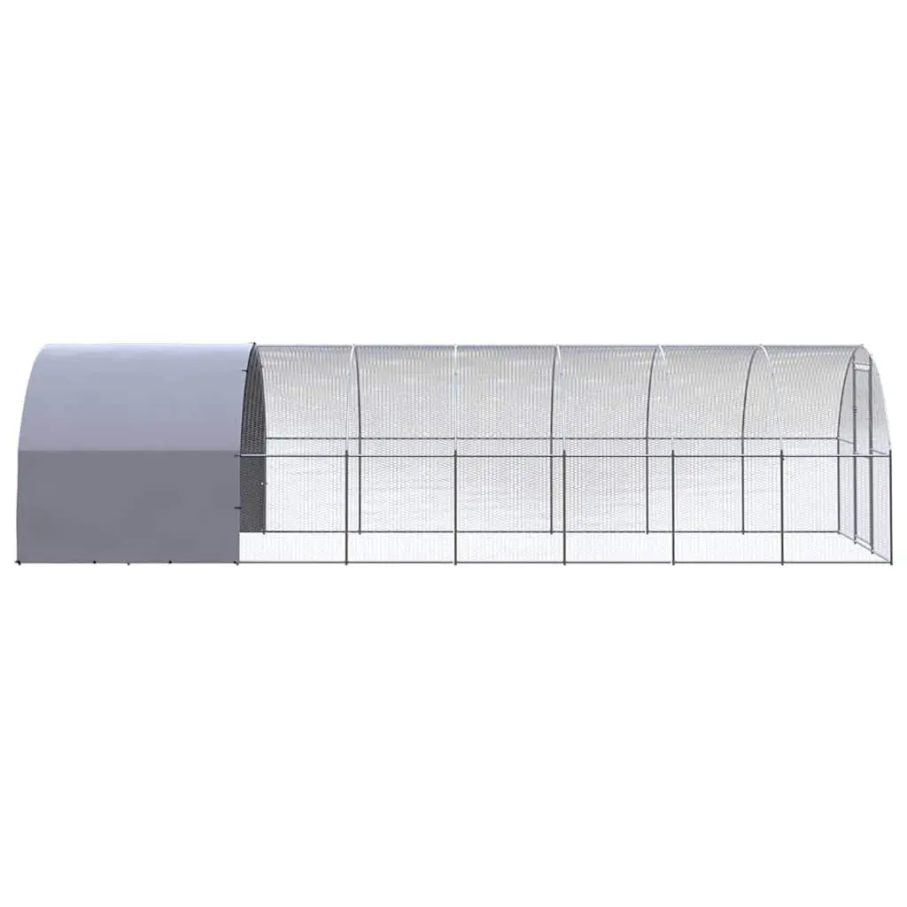 Galvanised Steel Enclosure for Poultry Outdoor Chicken Coop 3m x 8m x 2m Silver