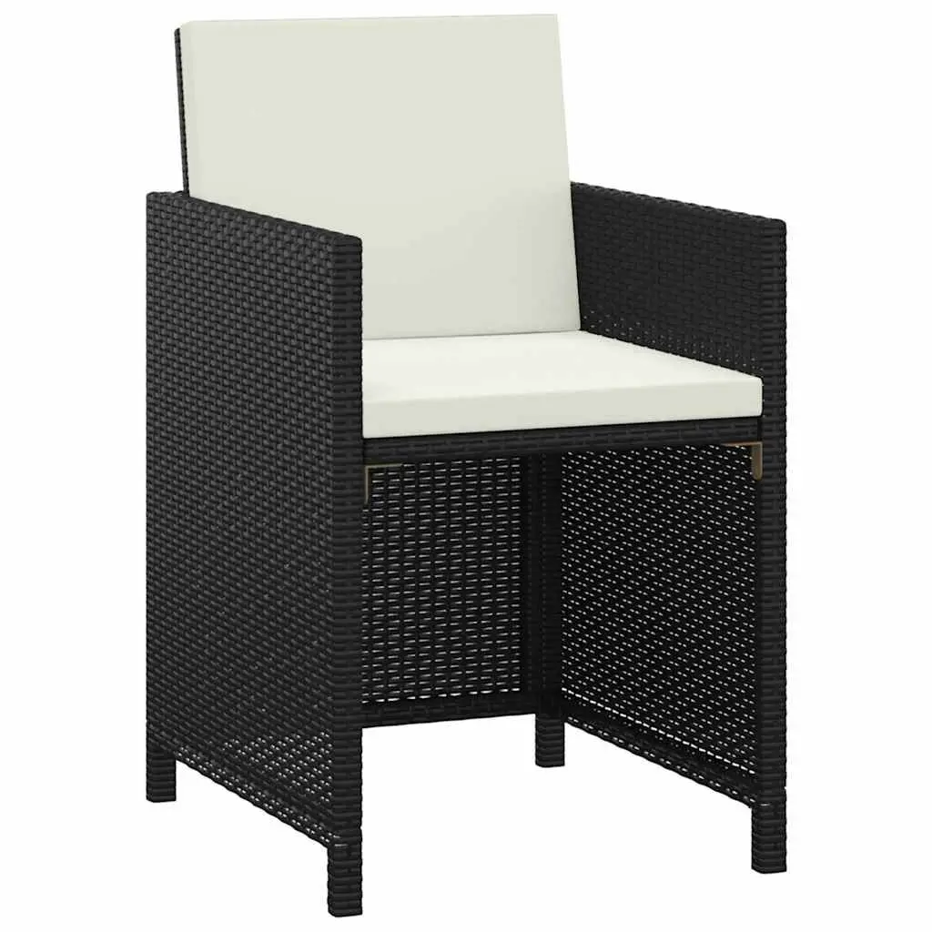 Outdoor Dining Set 3 Piece Garden Furniture Black PE Rattan Glass Table Chairs
