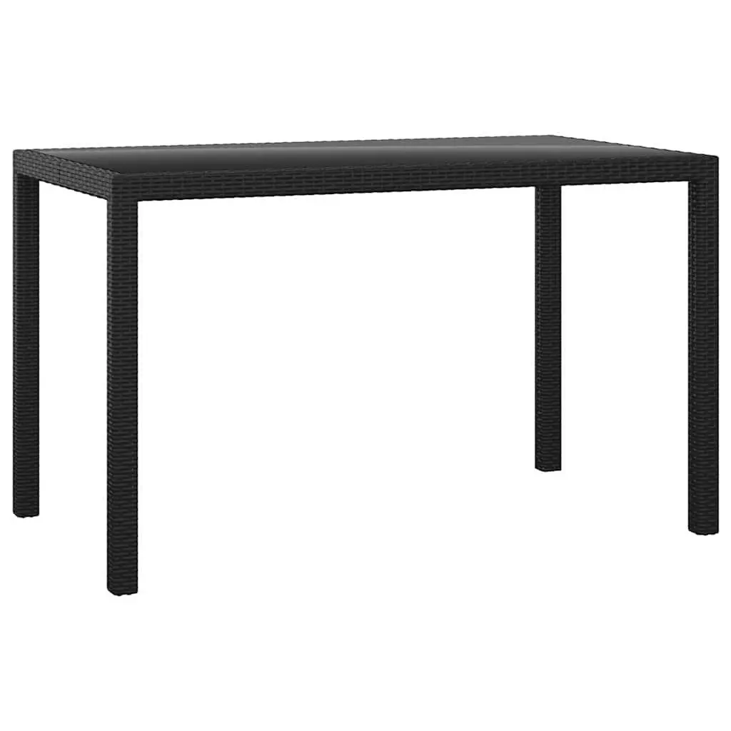 Outdoor Dining Set 3 Piece Garden Furniture Black PE Rattan Glass Table Chairs