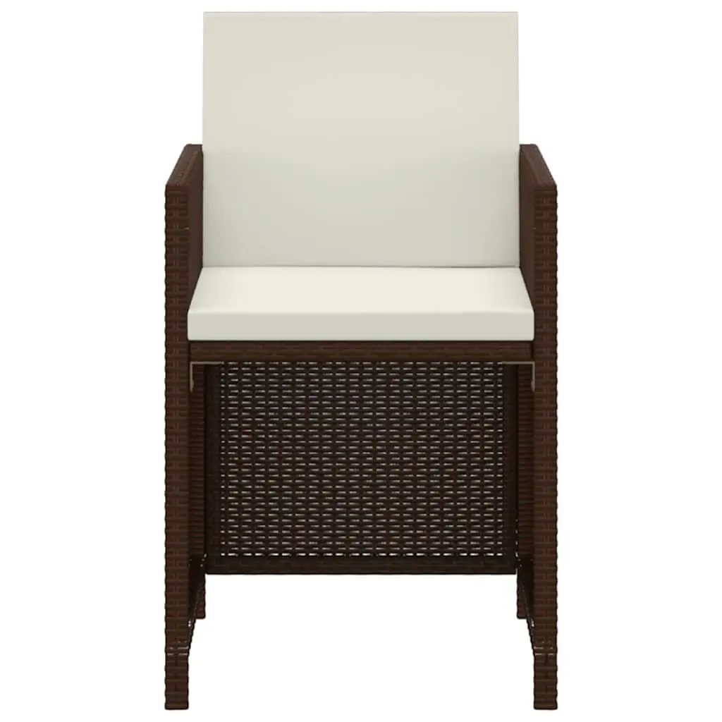 3 Piece Garden Dining Set Outdoor Table Chairs Cushions Brown