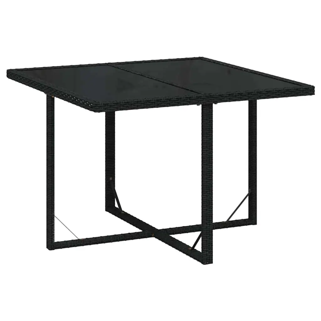 Outdoor Dining Set 5 Piece Cushioned Black Poly Rattan Glass Table