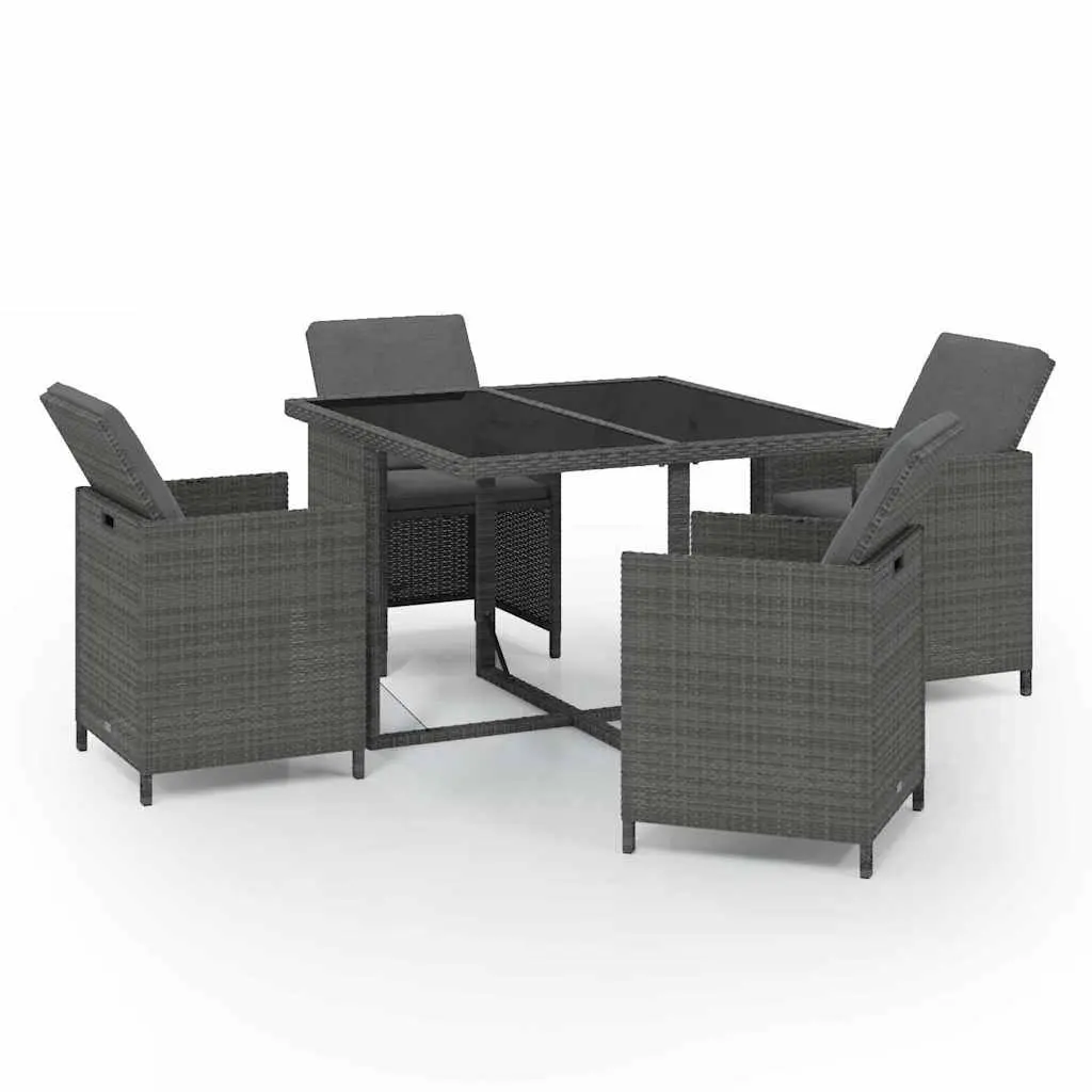 Garden Dining Set Outdoor Table Chairs 5 Piece Grey Poly Rattan
