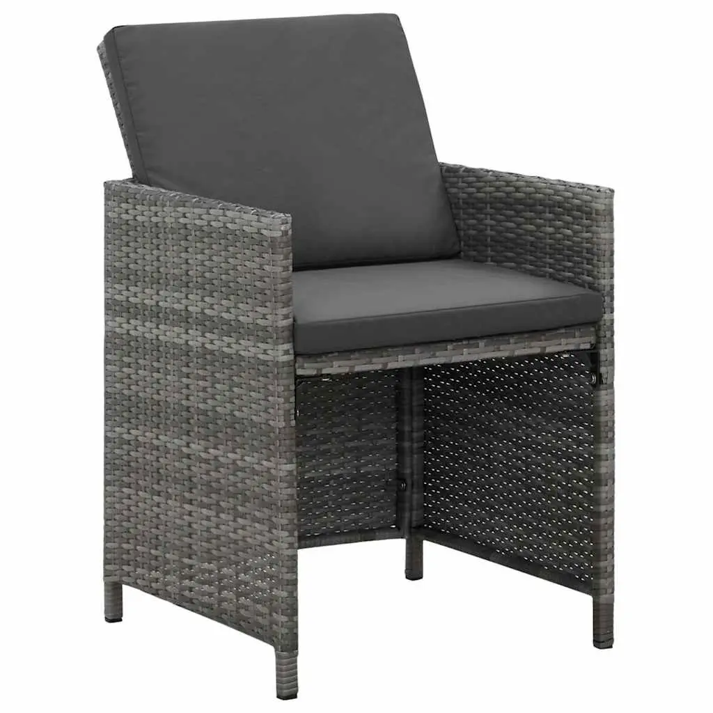 Garden Dining Set 9 Piece Outdoor Furniture Grey Poly Rattan Chairs Table Cushions