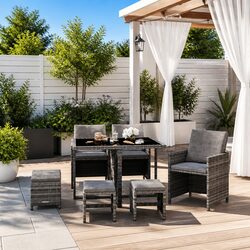 Comfortable and Durable 9 Piece Garden Dining Set in Grey