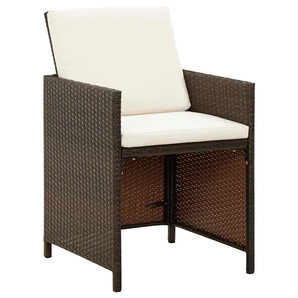 Outdoor Rattan Dining Set 9 Piece Brown Cushion Weather-Resistant Patio Furniture