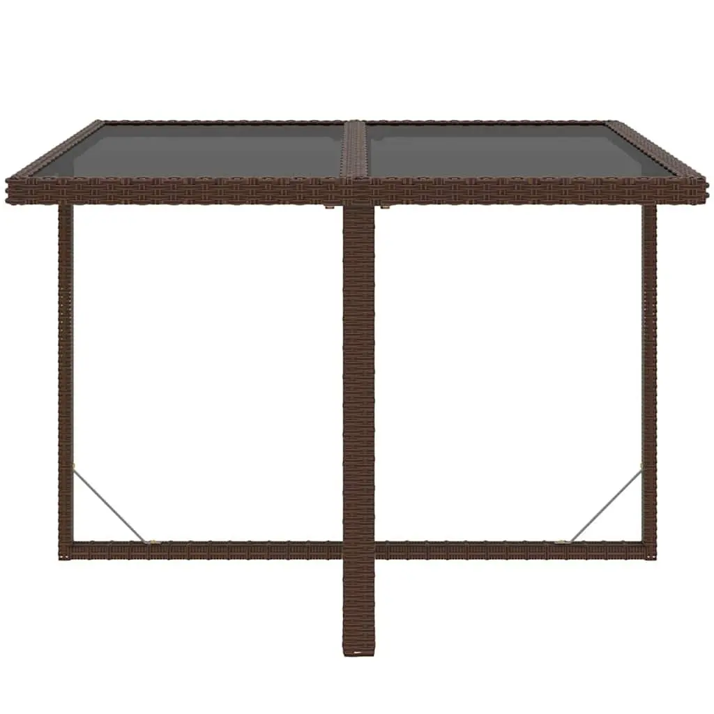 Outdoor Rattan Dining Set 9 Piece Brown Cushion Weather-Resistant Patio Furniture