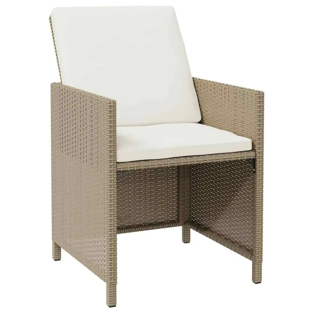 Outdoor Dining Set 9 Piece Garden Furniture PE Rattan Beige with Cushions