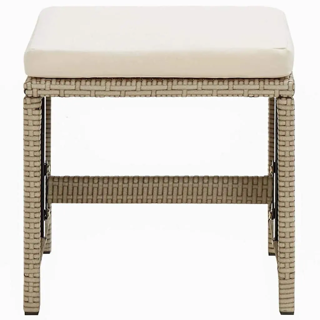 Outdoor Dining Set 9 Piece Garden Furniture PE Rattan Beige with Cushions