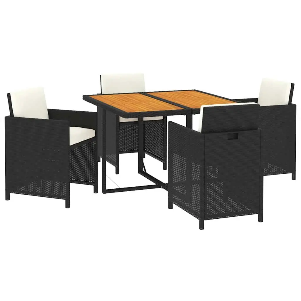 Garden Dining Set 5 Piece Outdoor Furniture PE Rattan Black Patio Table Chairs