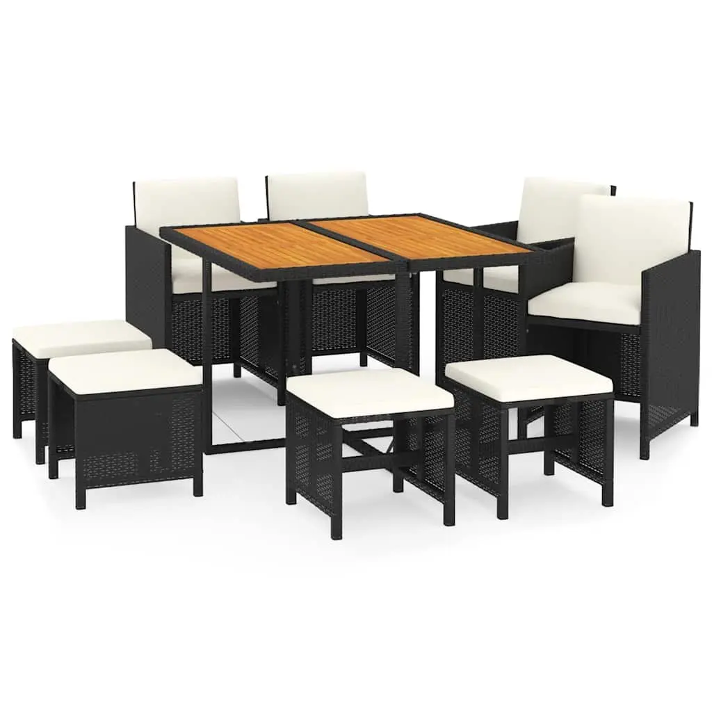 Outdoor Dining Set 9 Piece Garden Furniture Poly Rattan Black