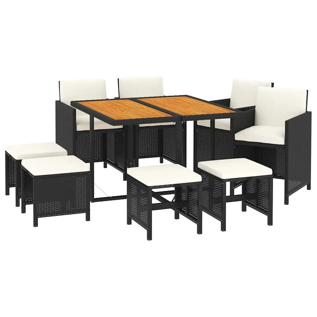 Outdoor Dining Set 9 Piece Garden Furniture Poly Rattan Black