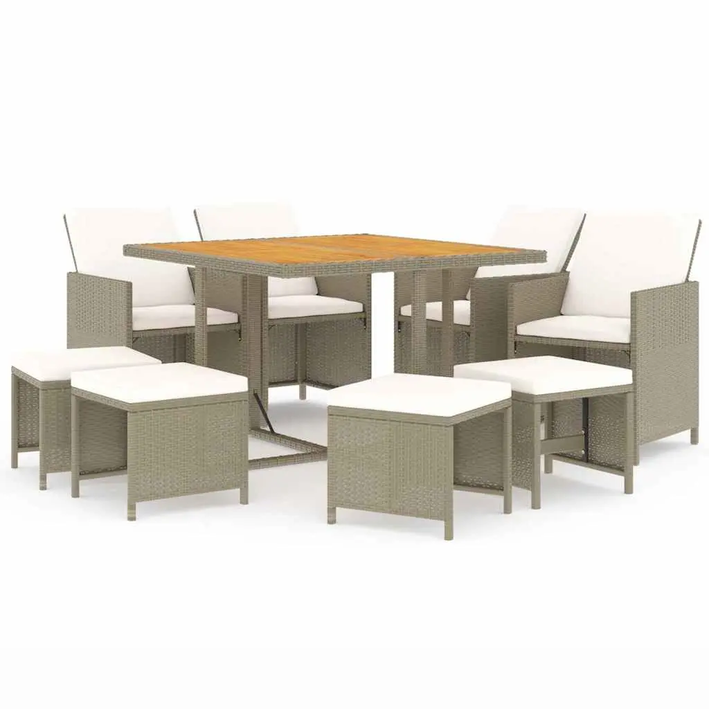 Garden Dining Set 9 Piece Outdoor Furniture PE Rattan Beige