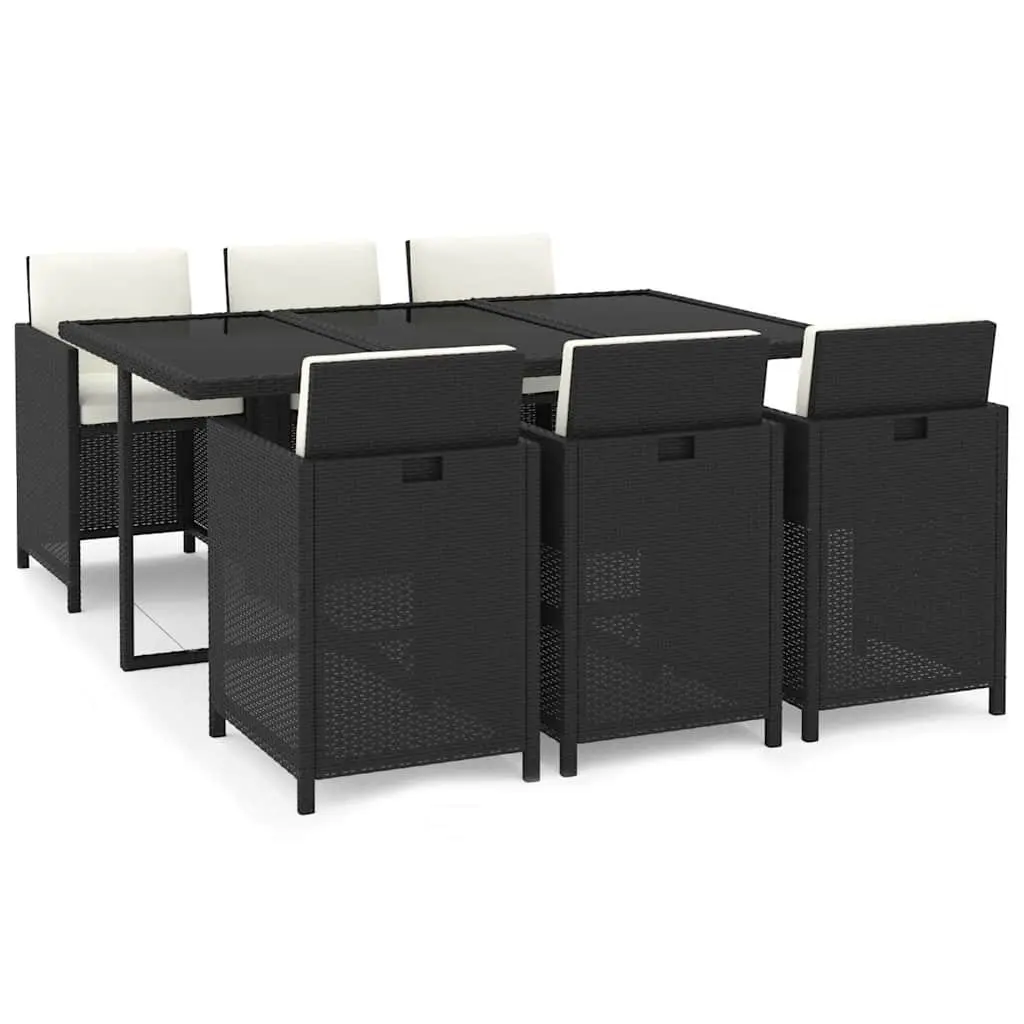 7 Piece Garden Dining Set Outdoor Patio Furniture Cushions Black