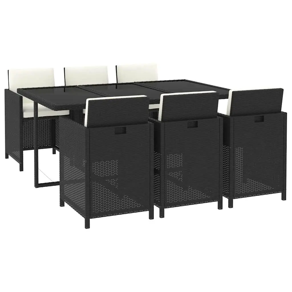 7 Piece Garden Dining Set Outdoor Patio Furniture Cushions Black
