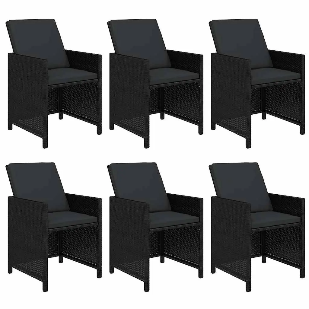 7 Piece Outdoor Garden Dining Set Rattan Chairs Table Cushions Black