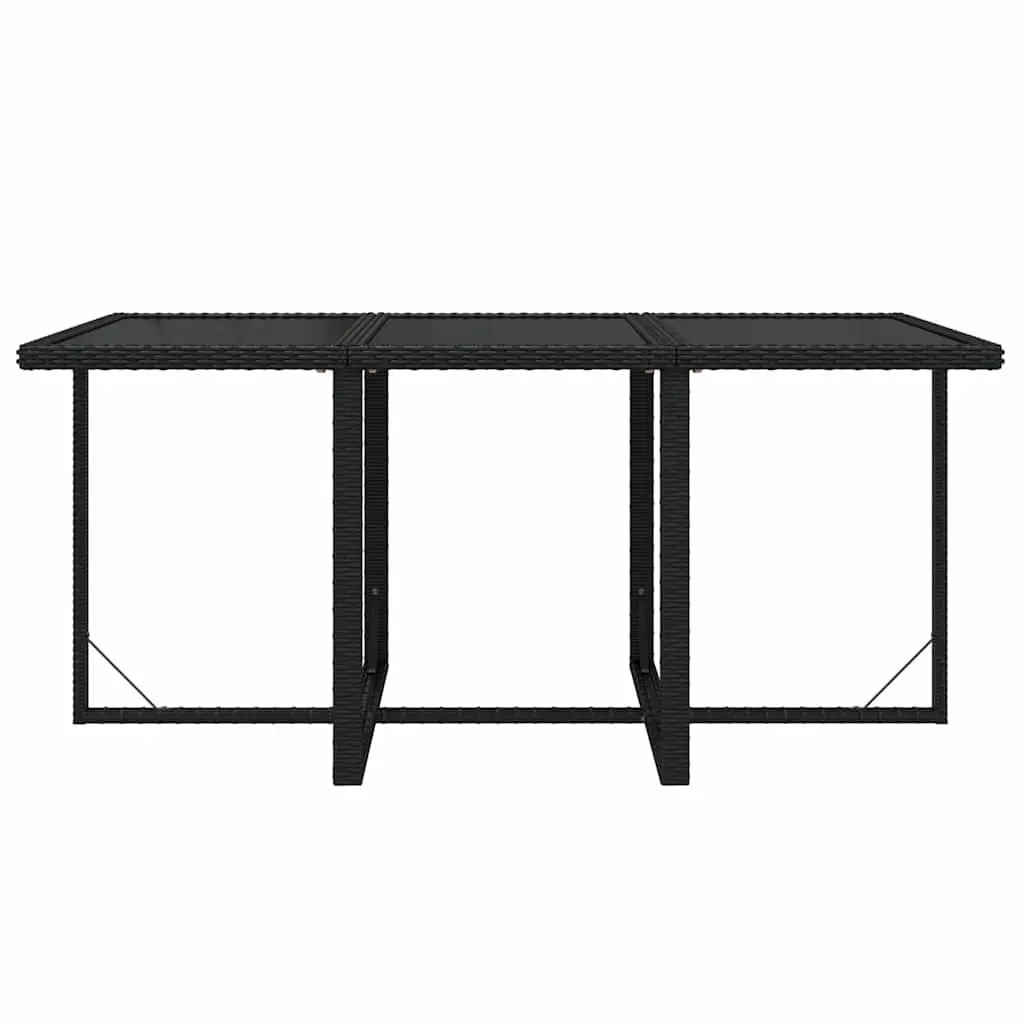 7 Piece Outdoor Garden Dining Set Rattan Chairs Table Cushions Black