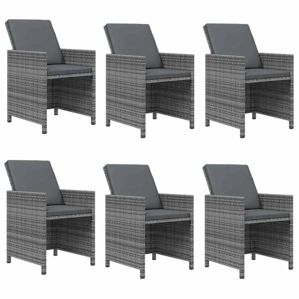 Outdoor Rattan Dining Set 7 Piece Grey Cushions Garden Furniture