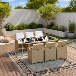 7 Piece Beige Patio Furniture Set - Quality and Comfort