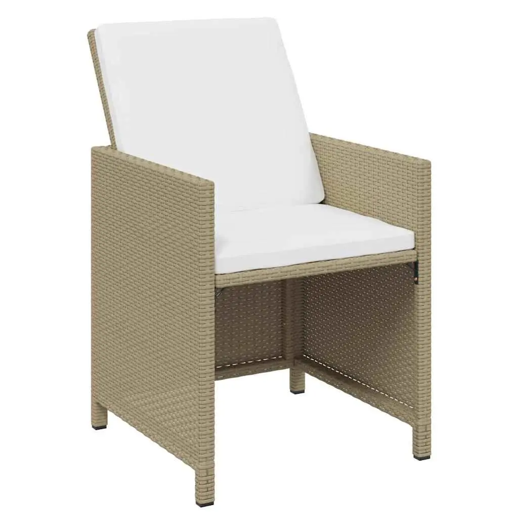 Outdoor Furniture Set 7 Piece Dining Table and Chairs PE Rattan Beige
