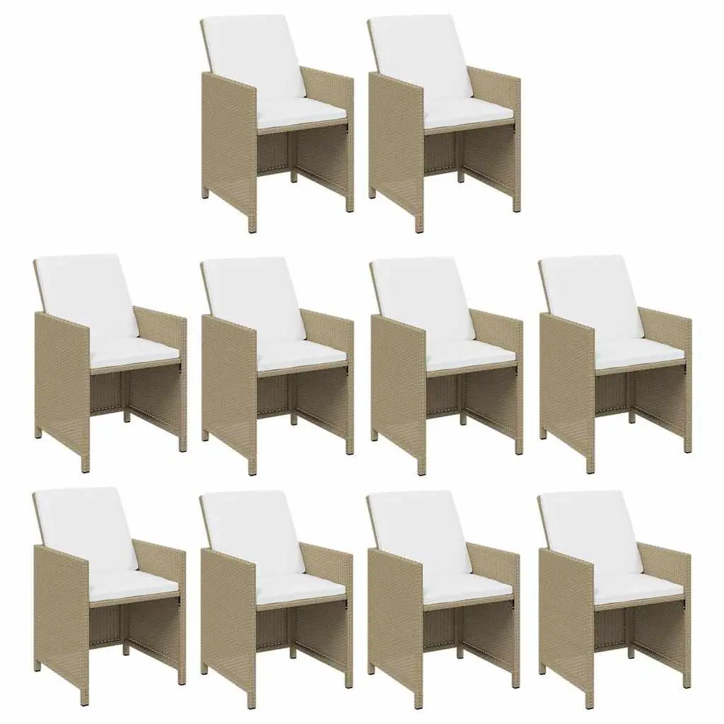Outdoor Garden Furniture Set 11 Piece PE Rattan Patio Chairs Table Beige