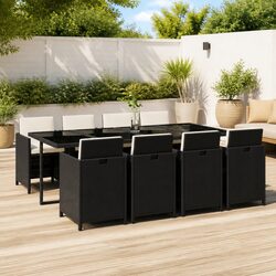 Comfortable 9 Piece Black Dining Set for Outdoor Relaxation