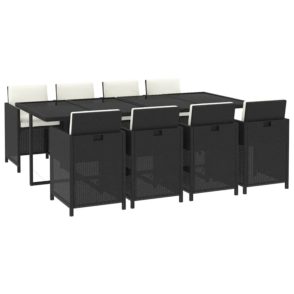 Outdoor Dining Set 9 Piece Patio Furniture Black Poly Rattan