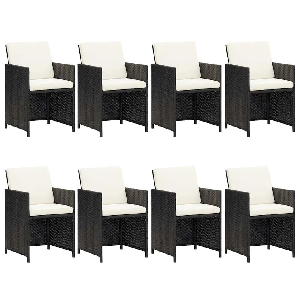 Outdoor Dining Set 9 Piece Patio Furniture Black Poly Rattan