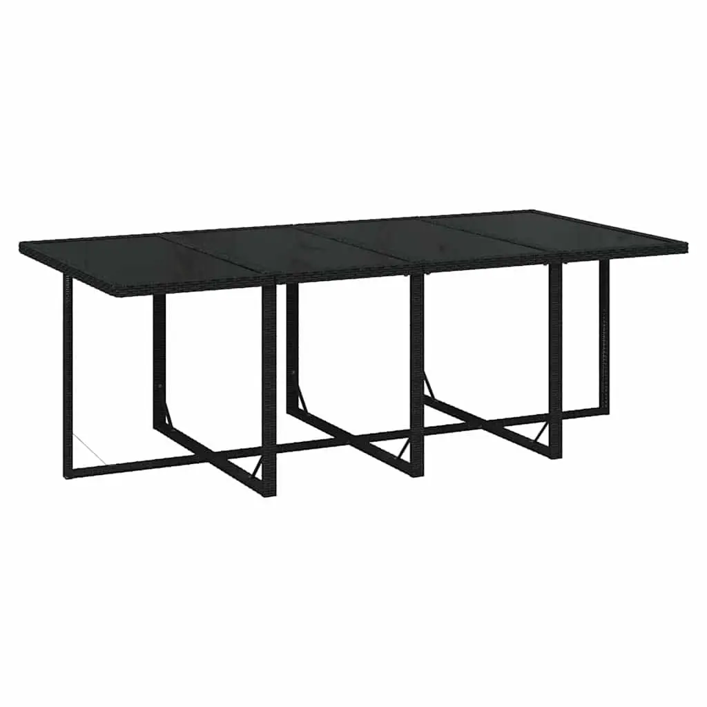 Outdoor Dining Set 9 Piece Patio Furniture Black Poly Rattan
