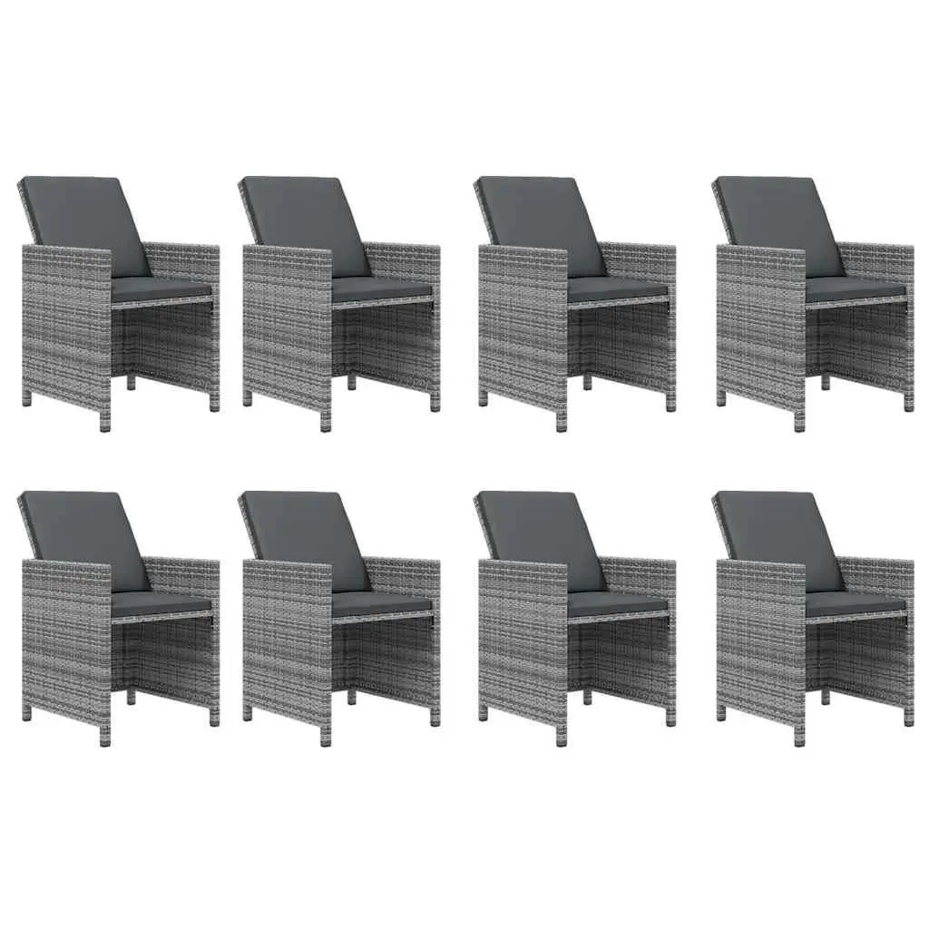 Outdoor Furniture Set 9 Piece Grey PE Rattan Dining Collection with Cushions for Garden and Patio