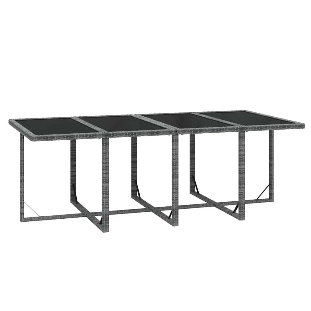 Outdoor Furniture Set 9 Piece Grey PE Rattan Dining Collection with Cushions for Garden and Patio