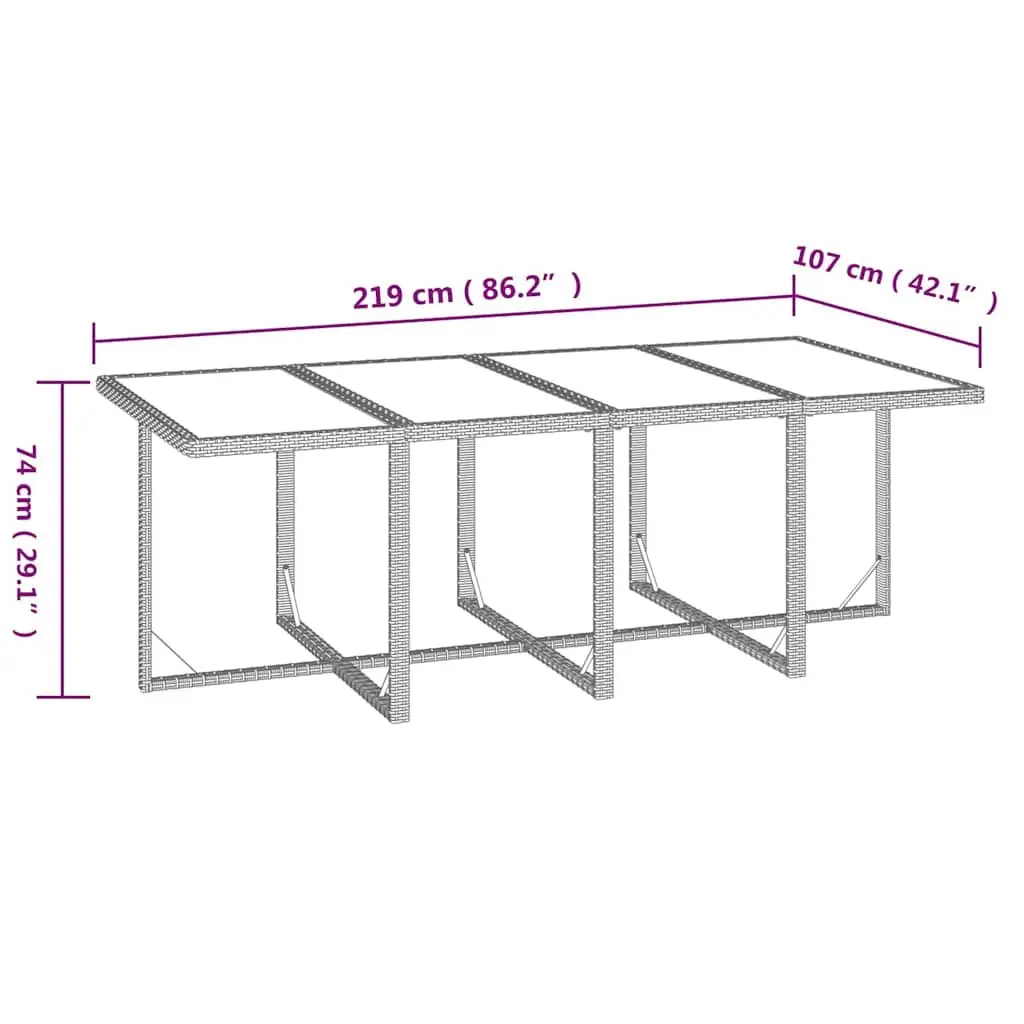 Outdoor Furniture Set 9 Piece Grey PE Rattan Dining Collection with Cushions for Garden and Patio