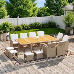 Comfortable 13 Piece Outdoor Dining Set with Cushions