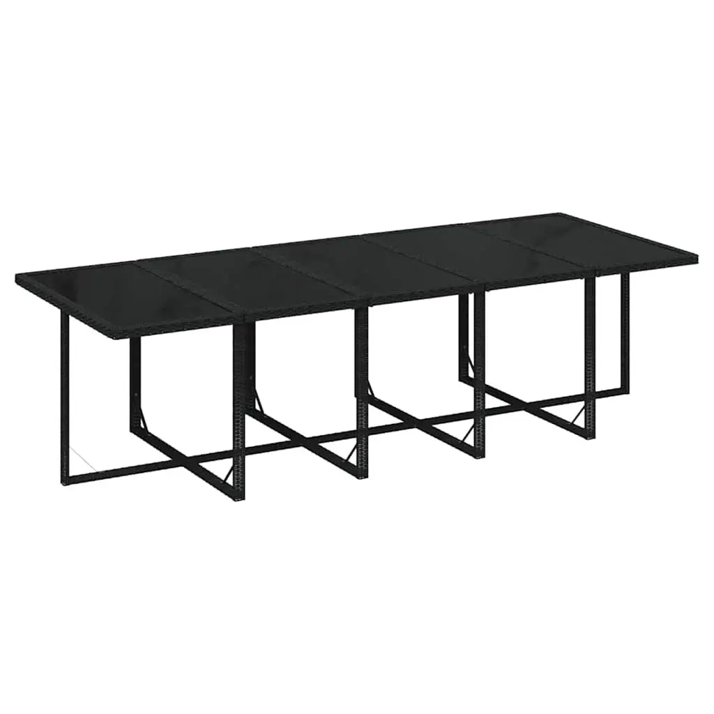 Outdoor Garden Dining Set 15 Piece Poly Rattan Black Patio Furniture with