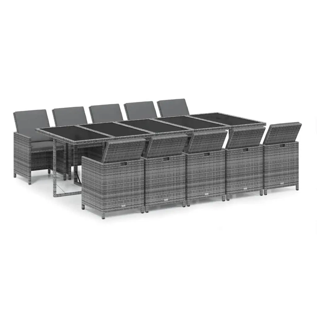 Outdoor Patio Furniture Set 11 Piece Grey Garden Dining with Cushions PE Rattan
