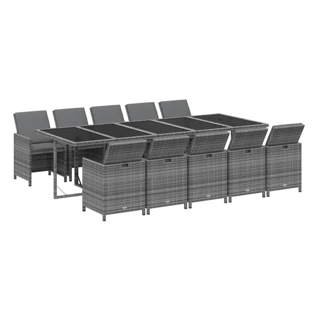 Outdoor Patio Furniture Set 11 Piece Grey Garden Dining with Cushions PE Rattan