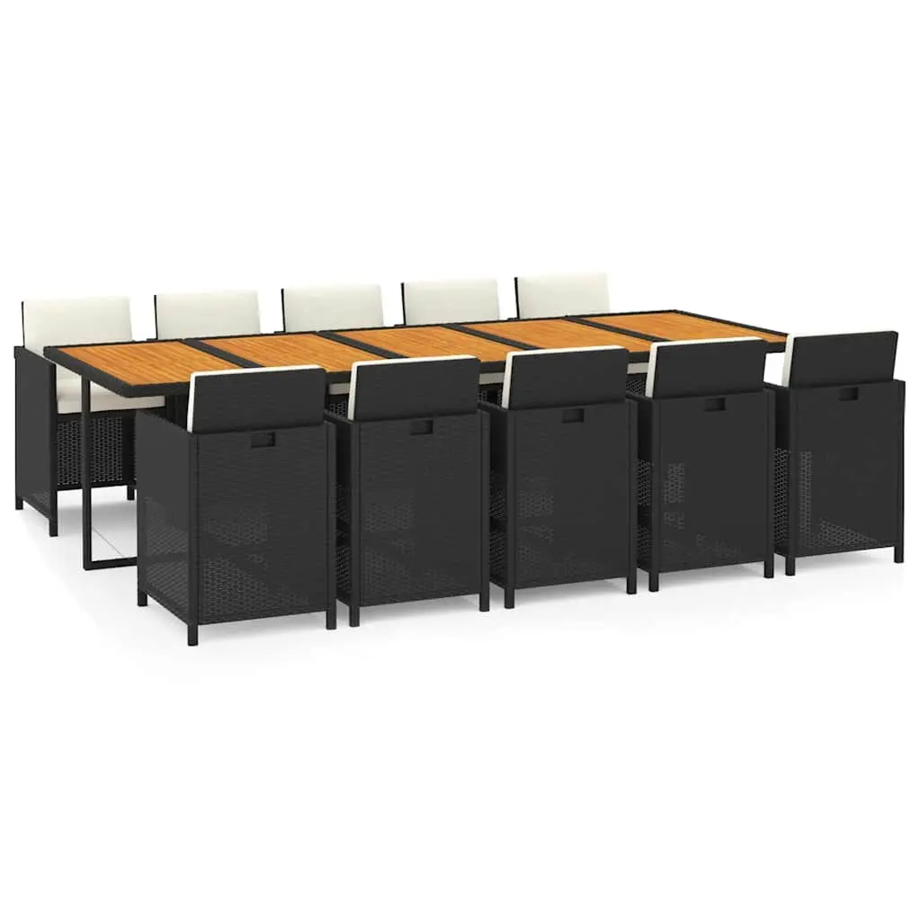 Outdoor Dining Set 11 Piece Garden Furniture PE Rattan Black