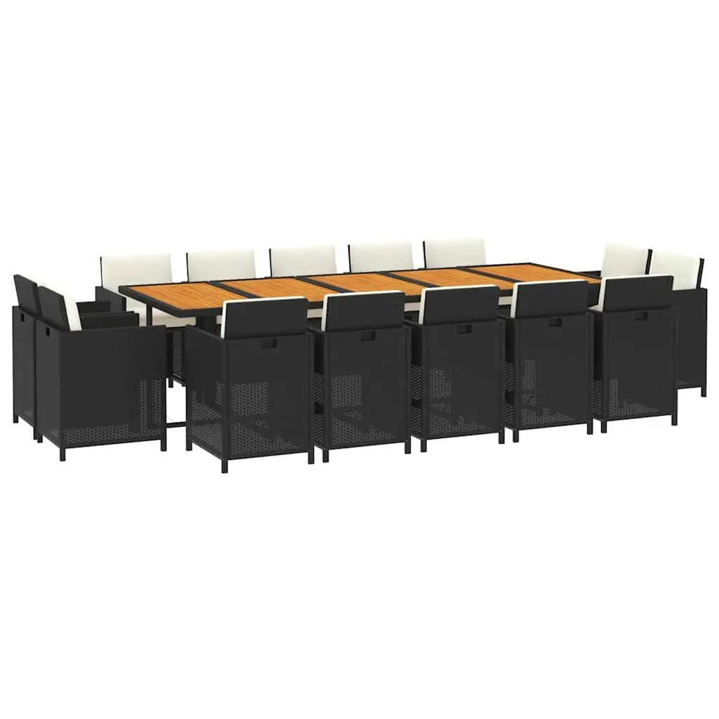 Garden Dining Set 15 Piece Outdoor Furniture PE Rattan Black