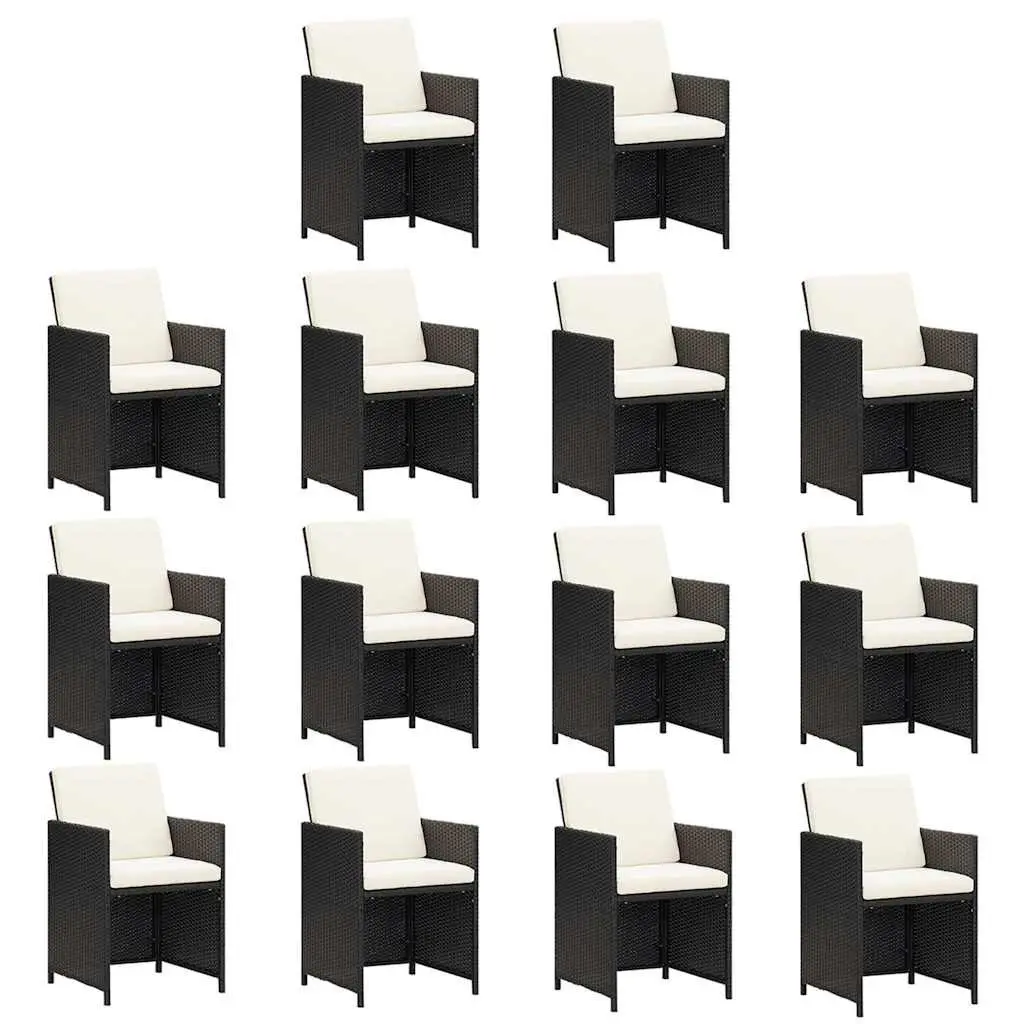 Garden Dining Set 15 Piece Outdoor Furniture PE Rattan Black
