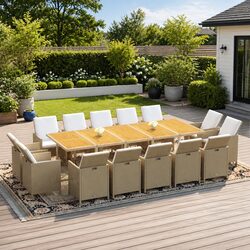 Reliable 15 Piece Outdoor Dining Set with Comfort