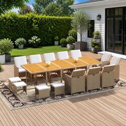 Beige Outdoor Dining Set - 15 Pieces for Comfort