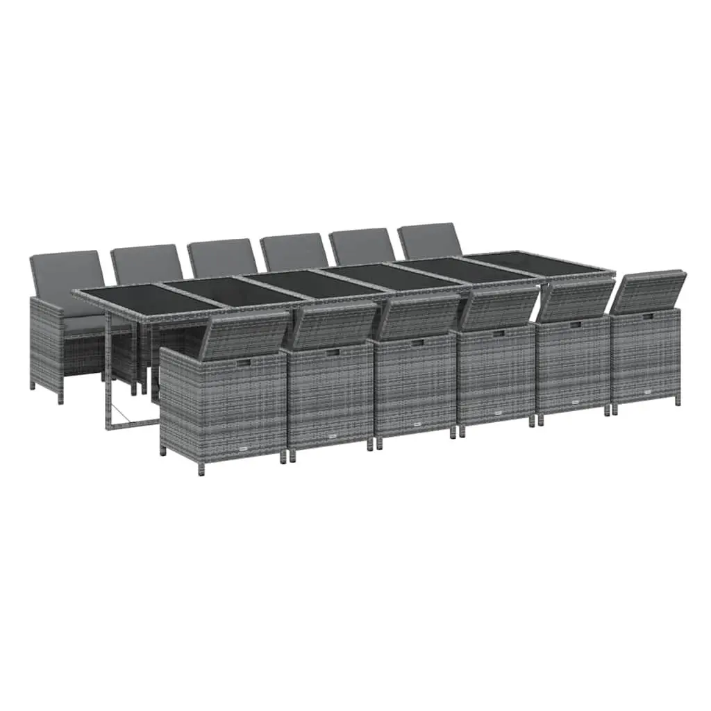 Poly Rattan Garden Dining Set 13 Pieces Outdoor Furniture Grey