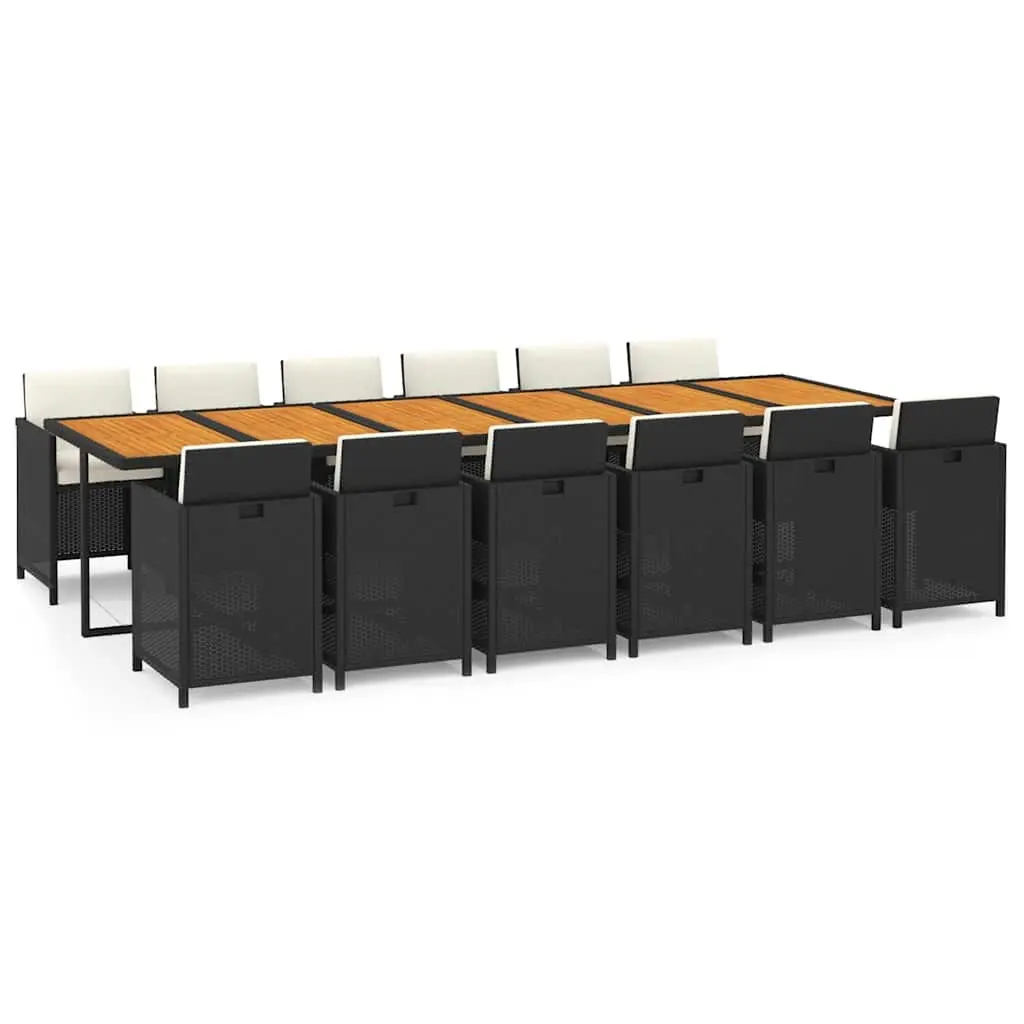 Garden Dining Set 13 Piece Outdoor Furniture Poly Rattan Black Chairs Table