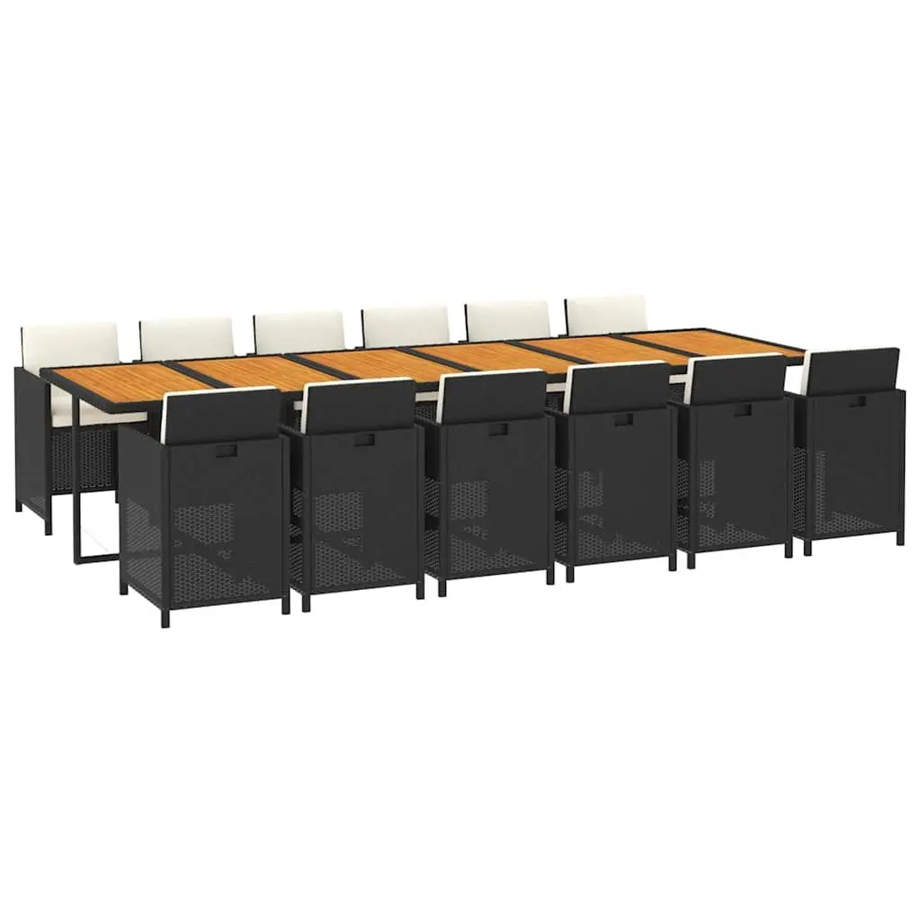 Garden Dining Set 13 Piece Outdoor Furniture Poly Rattan Black Chairs Table