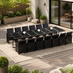Comfortable 15-Piece Garden Dining Set in Black