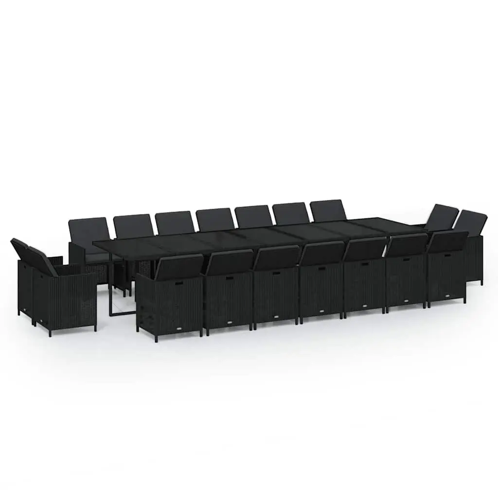 Poly Rattan Garden Dining Set Outdoor Furniture 19 Piece Black